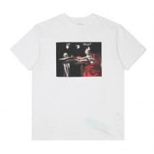 [TOP버전] 21SS OFF WHITE 카라바조 페인팅 오버핏 반팔 티셔츠 WHITE/BLACK OMAA038R21