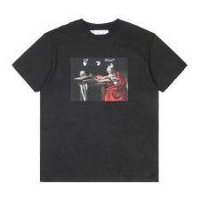 [TOP버전] 21SS OFF WHITE 카라바조 페인팅 오버핏 반팔 티셔츠 WHITE/BLACK OMAA038R21