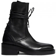[W제작상품] Ann Demeulemeester 앤 드뮐미스터 블랙 가죽 백 레이스 업 부츠 211378M255000