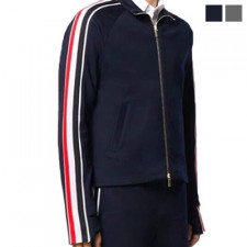 [TB] Thom Browne 톰 브라운 네이비 코튼 인터락킹 스트라이프 트랙 자켓 MJT221A06168415
