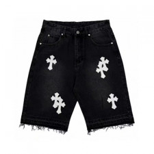 [H12셀러] 크롬하츠 십자가자수 로고 데님 반바지 Chrome Hearts