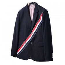 [JS셀러] THOM BROWNE 톰 브라운 그레이 수퍼 120수 울 트윌 다이애그널 스트라이프 클래식 재킷