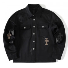 [TNN셀러] 크롬하츠 크로스 패치 오버핏 레더 셔츠 Chrome Hearts