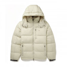 24 FW 랄프 로고 퀼티드 리사이클 셸 후드 다운 패딩 크림