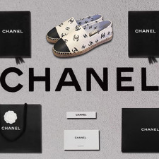 [로퍼/플랫] chanel 22s 팬더샵 cc로고 프린티드 슬립온 플랫슈즈