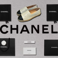 [로퍼/플랫] chanel 22b 팬더샵 cc로고 프린티드 슬립온 로퍼플랫슈즈