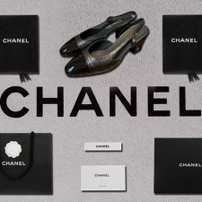 [펌프스/힐] chanel shoes 샤넬 cc로고 트위드 미드힐 슬링백슈즈