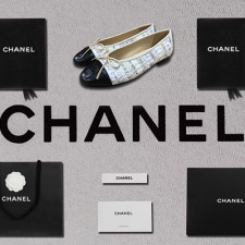 【로퍼/플랫] CHANEL 22P 발레리노신발 슬링백 리본 아이 플랫슈즈