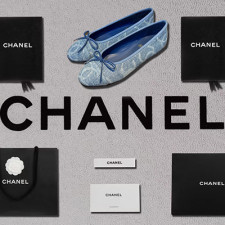 【로퍼/플랫] CHANEL 24K 발레리노신발 슬링백 리본 블루 플랫슈즈