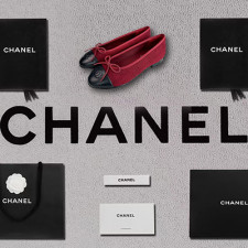 【로퍼/플랫] CHANEL 24K 클래식 발레리노신발 슬링백 리본 레드 플랫슈즈
