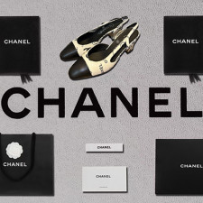 [펌프스/힐] CHANEL SHOES 팬더샵슈즈 샤넬 슬링백 CC로고 퀄팅미드힐 화이트