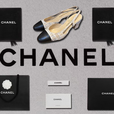 [펌프스/힐] CHANEL SHOES 25A 팬더샵슈즈 샤넬슬링백 CC로고 퀄팅미드힐 베이지