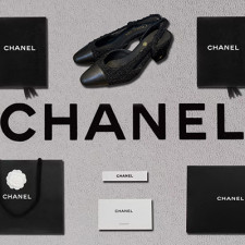 [펌프스/힐] CHANEL SHOES 팬더샵슈즈 샤넬슬링백 CC로고 퀄팅미드힐 블랙
