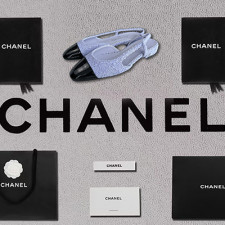 [펌프스/힐] CHANEL SHOES 24b 팬더샵슈즈 샤넬슬링백 CC로고 레더 미드힐샌들 자주색