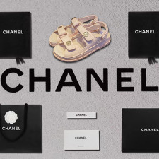 [샌들/슬리퍼] CHANEL 22P 팬더샵슈즈 벨크로샌들 CC로고금장 스트랩 여성플랫폼신발 핑크