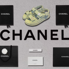 [샌들/슬리퍼] CHANEL 22 팬더샵슈즈 벨크로샌들 CC로고 빈티지 스트랩 여성플랫폼신발그린