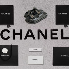 [샌들/슬리퍼] CHANEL 24p 팬더샵슈즈 벨크로샌들 CC로고 빈티지 스트랩 여성플랫폼신발 블랙