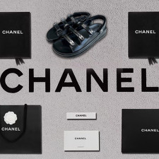 [샌들/슬리퍼] CHANEL 24s 팬더샵슈즈 벨크로샌들 CC로고 빈티지 스트랩 여성플랫폼신발 검정