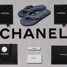 [샌들/슬리퍼] CHANEL 팬더샵신발 플립플랍 크루즈슈즈 샤넬트위드 쪼리 CC로고진청
