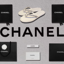 [샌들/슬리퍼] CHANEL 팬더샵신발 플립플랍 크루즈슈즈 샤넬트위드 쪼리 CC로고 화이트