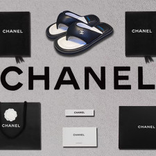[샌들/슬리퍼] CHANEL 22 팬더샵신발 플립플랍 크루즈슈즈 샤넬트위드 쪼리 CC로고 검정