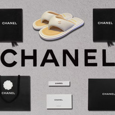 [샌들/슬리퍼] CHANEL 22 팬더샵신발 플립플랍 크루즈슈즈 샤넬트위드 쪼리 CC로고 화이트