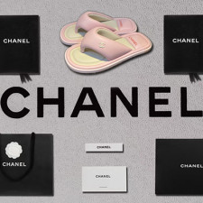 [샌들/슬리퍼] CHANEL 22 팬더샵신발 플립플랍 크루즈슈즈 샤넬트위드 쪼리 CC로고 핑크