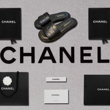 [샌들/슬리퍼] CHANEL 23P 팬더샵신발 플립플랍 크루즈슈즈 샤넬트위드 빈티지뮬슬리퍼 CC로고