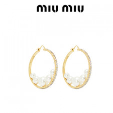 [여성귀걸이] MIUMIU 신상 빈티지 캐주얼 링 에나멜 미우미우 진주귀걸이