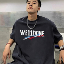[커플티] WE11DONE 남여공용 신상웰던 빈티지 라운드 순면반팔티셔츠