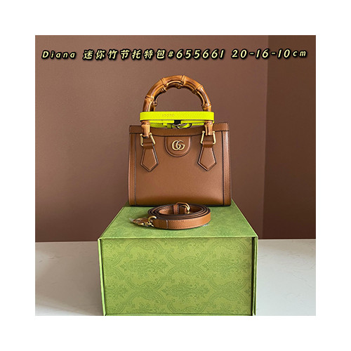 [GUCCI] 여성백 구찌가방 카프스킨 다이애나 뱀부 탑핸들 토트백 655661