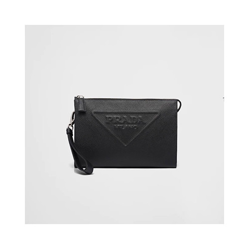 [PRADA] 남성백 FW25 BAG 프라다 시그니처 엠보싱 스트랩 클러치 핸드백 2VF039